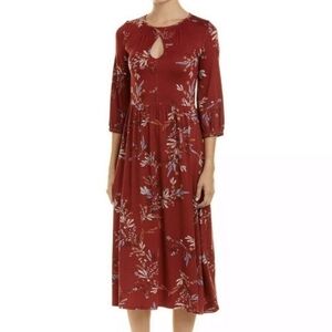 NWT Rachel Pally Lynwood Midi Dress Burgundy Garland Print Size M Stretchy